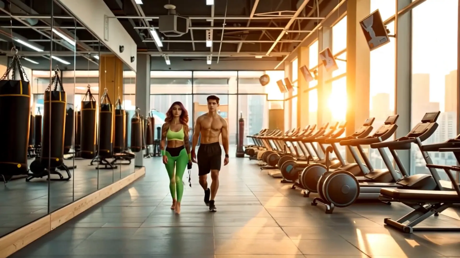Partners working out together, inspired by the anthem’s theme of shared strength and passion